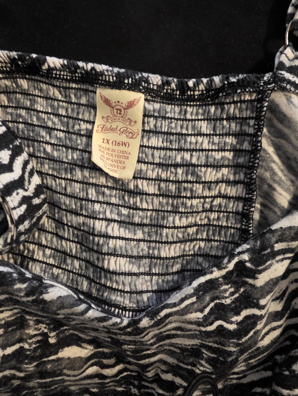 Faded Glory Black & White Zebra-Print Knit Maxi Dress